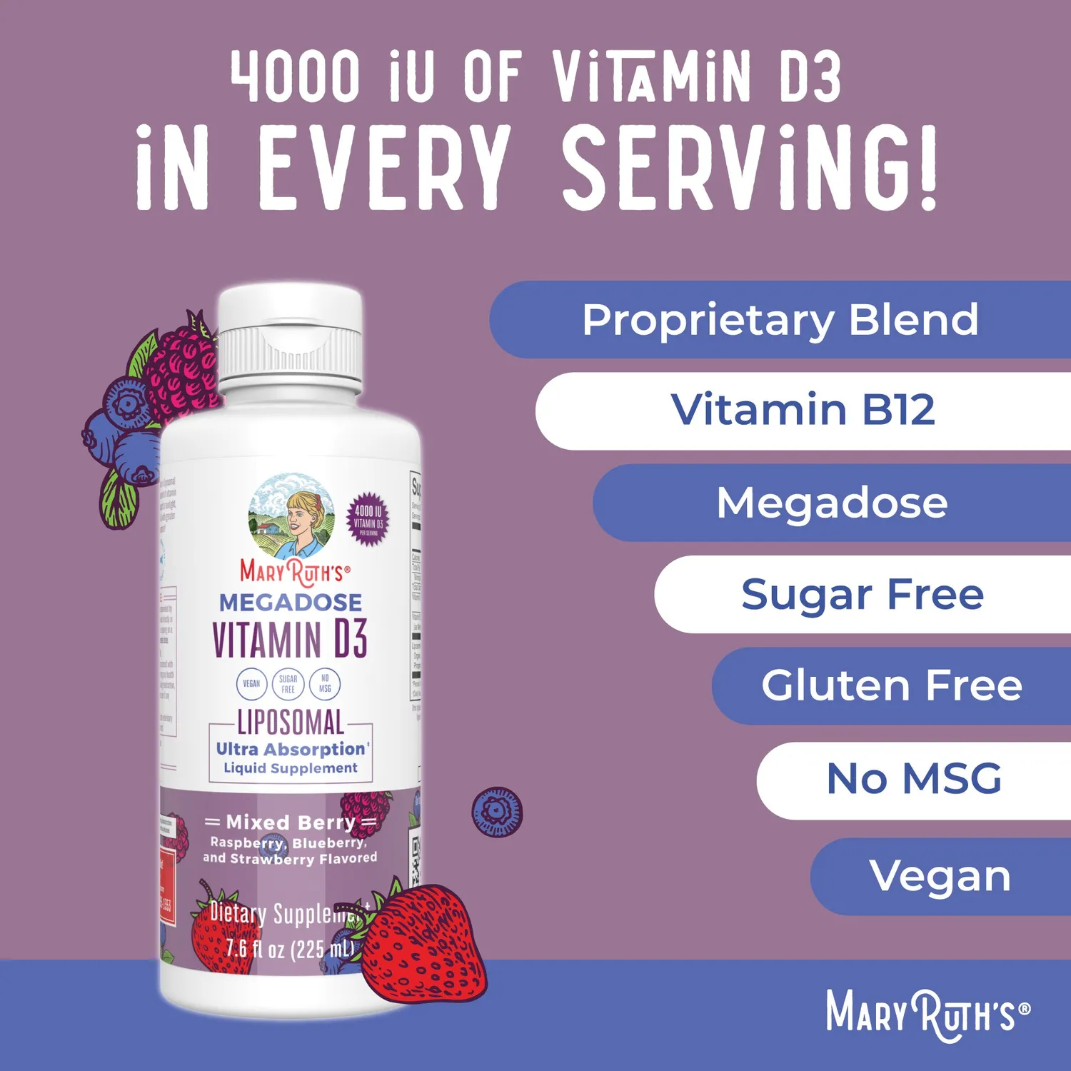 MaryRuth's Megadose D3 Liposomal vitamin D3 4000 IU