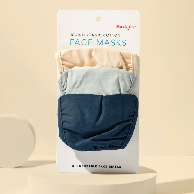 MaryRuth's Organic Face Covers 3 Layer Protection munnbind 3-pack bomull