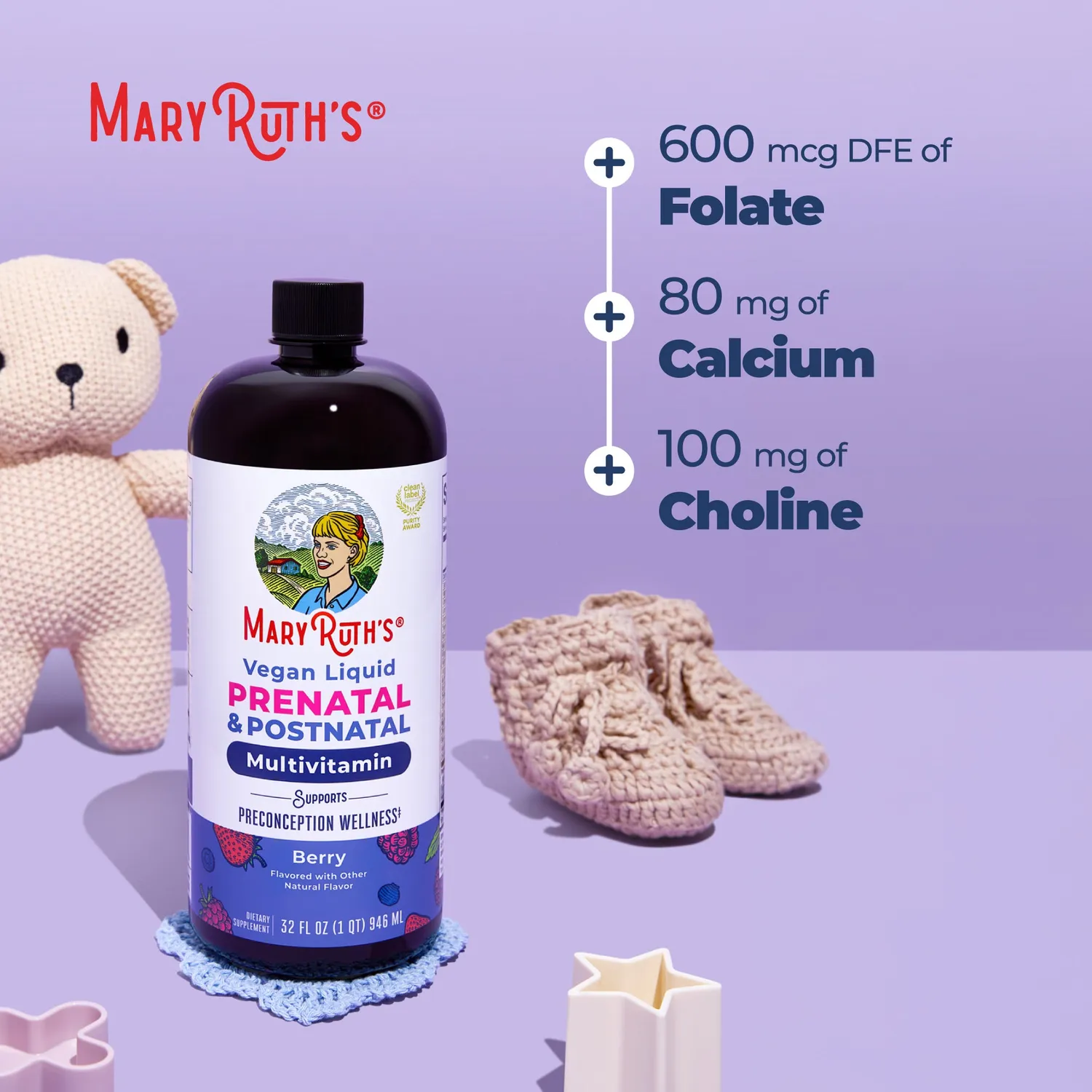 MaryRuth's Prenatal Postnatal multivitamin flytende bær 946 ml