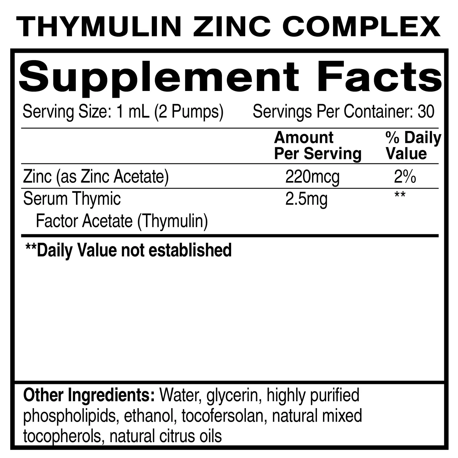 Quicksilver Thymulin Zinc Complex dråper 30 ml immunforsvar