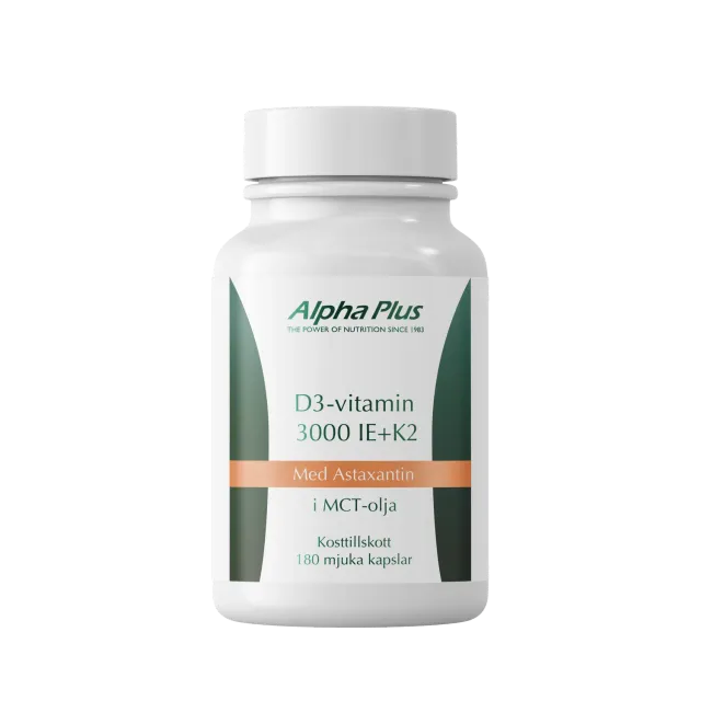 A+ Multivitamin D3 3000 IE + K2 kapsler 180 stk immun