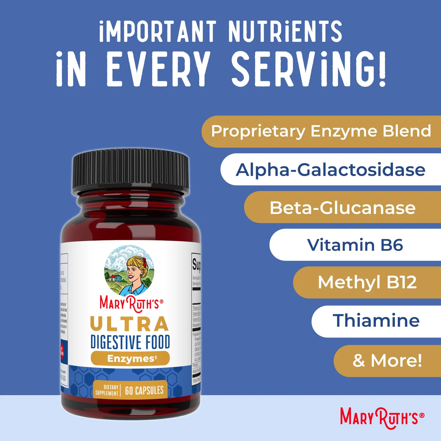 MaryRuth's Ultra Digestive Food Enzymes fordøyelsesenzym 60 kapsler