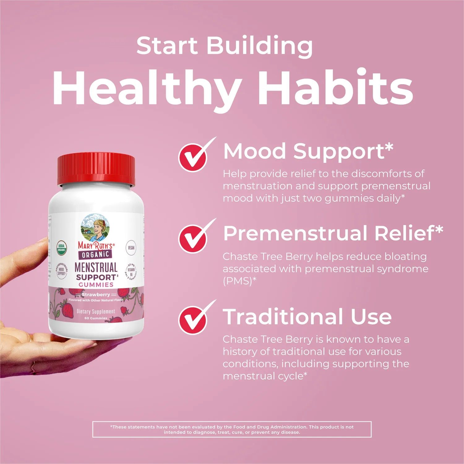 MaryRuth's Premenstrual vitamingummies jordbær 2 dag urter