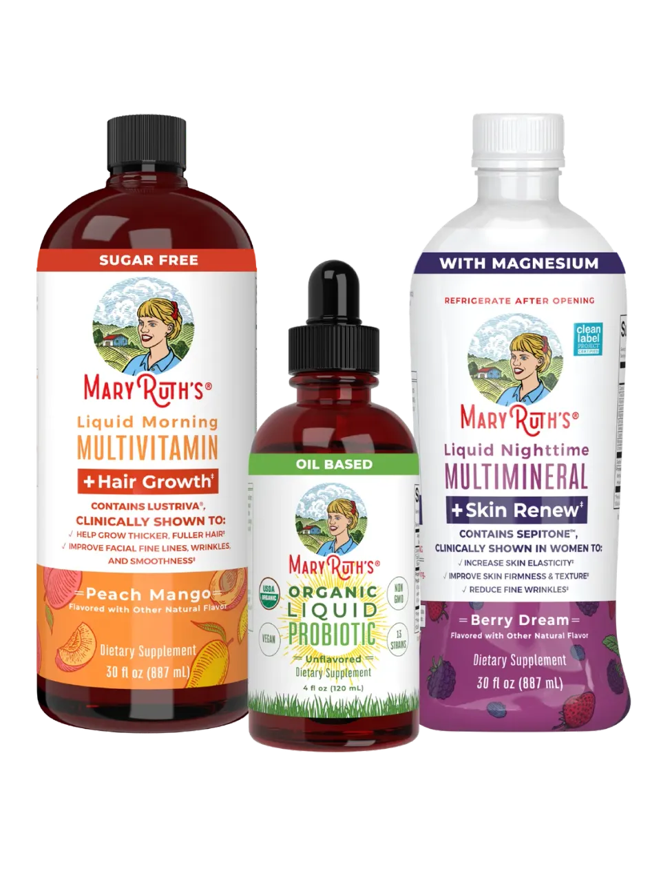 MaryRuth's Triad of Health + Hair & Skin flytende kur 3-pack