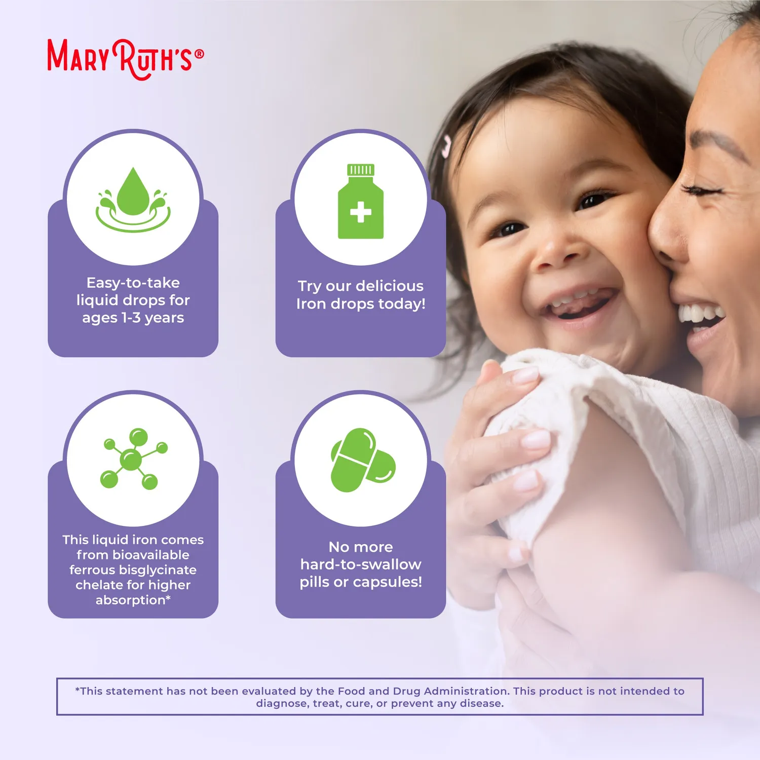 MaryRuth's Organic Toddler Iron dråper 60 doser skånsomt jern