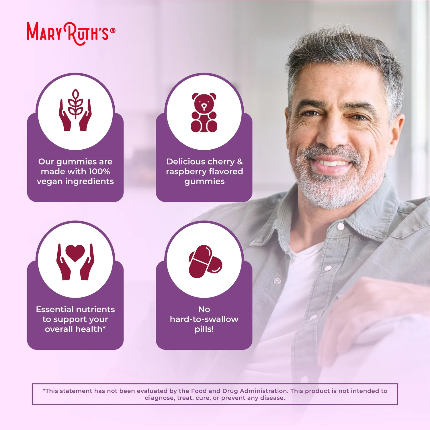 MaryRuth's Organic Men's Multivitamin vingummi kirsebær 60 stk