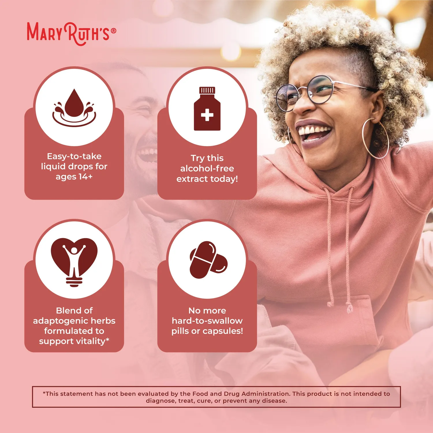 MaryRuth's Ginseng Vitality urtedråper 30 doser adaptogen