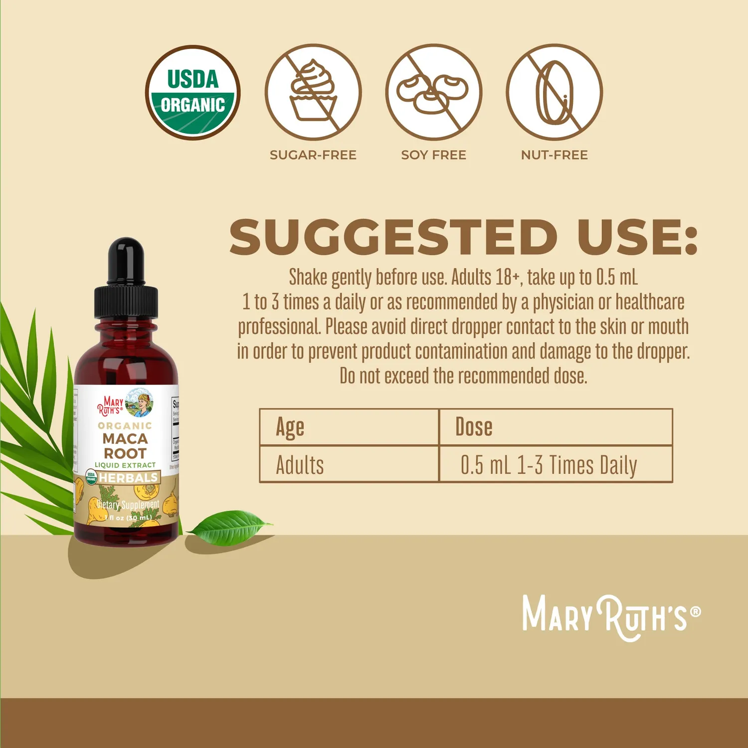 MaryRuth's Organic Maca Root dråper alkoholfri vitalitet
