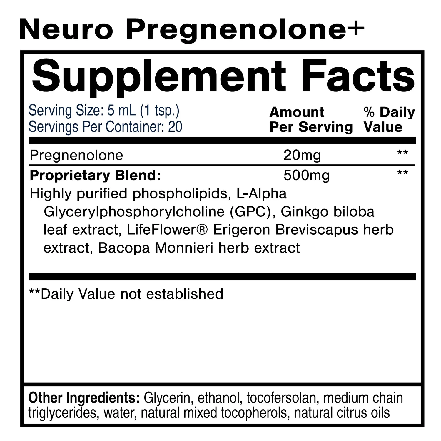 Quicksilver Neuro Pregnenolone+ tilskudd 100 ml – hjerne