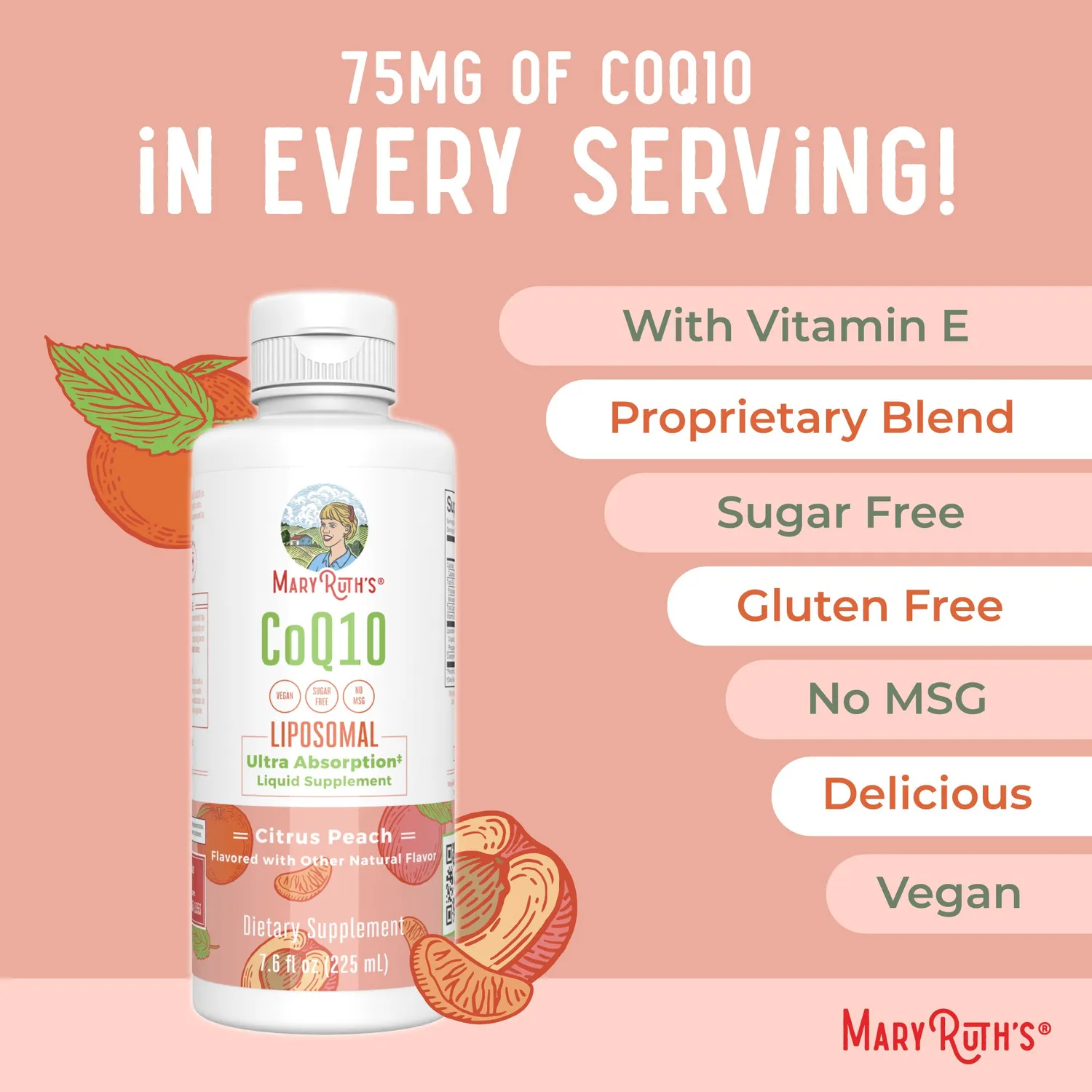 MaryRuth's CoQ10 Liposomal flytende ubiquinon 45 doser