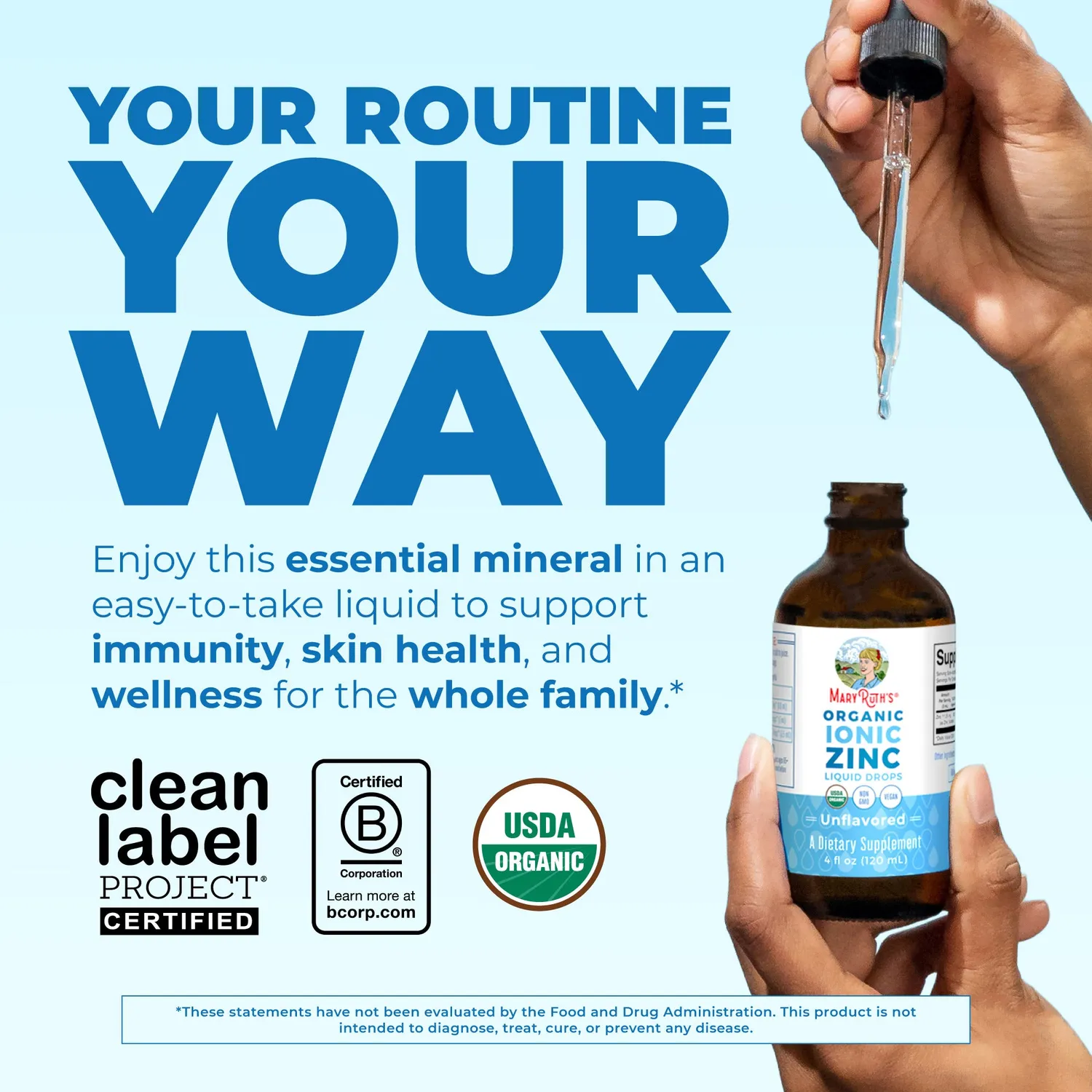 MaryRuth's Organic Ionic Zinc Liquid Drops dråper uten smak immun