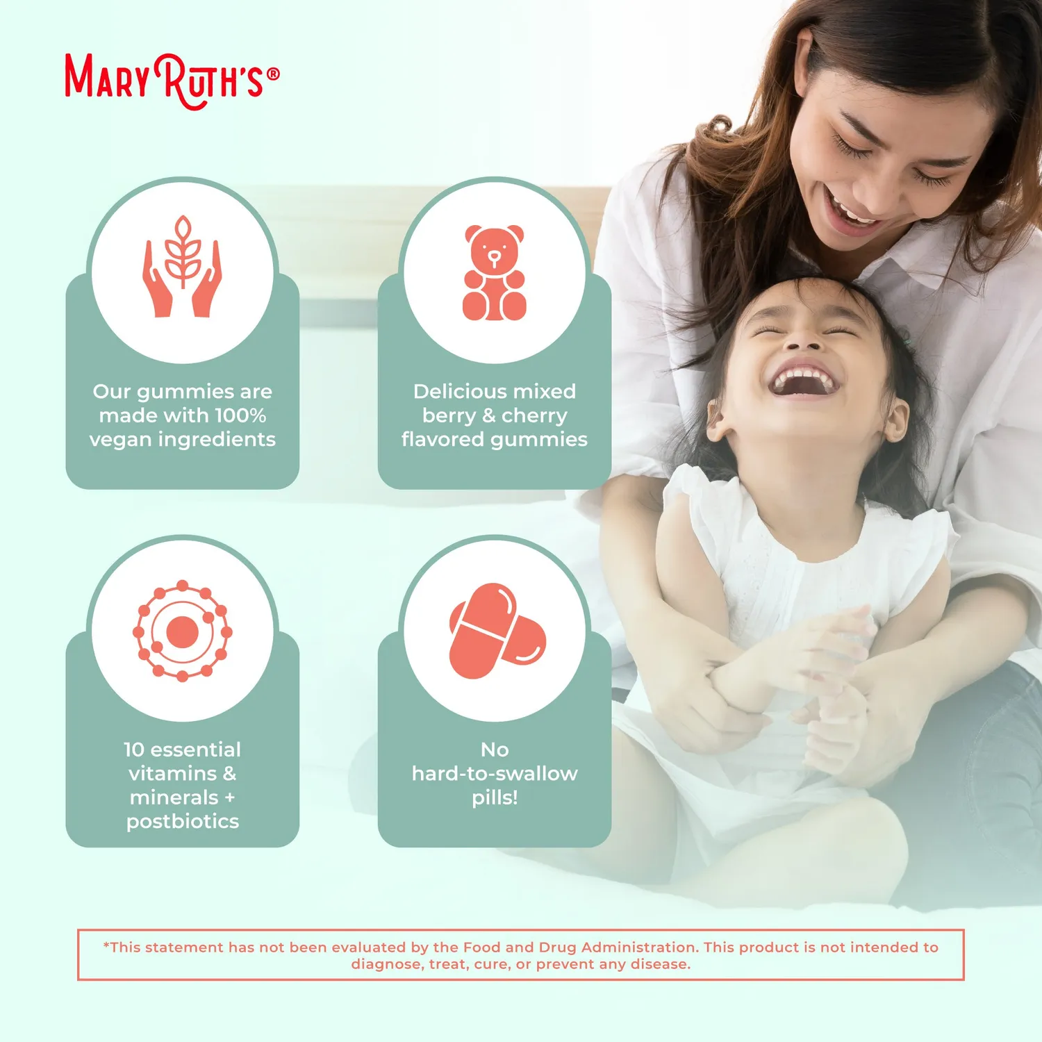 MaryRuth's Organic Toddler Multivitamin + Postbiotics gummies bær