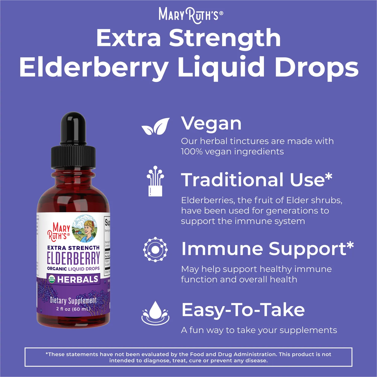MaryRuth's Elderberry Extra Strength dråper organisk