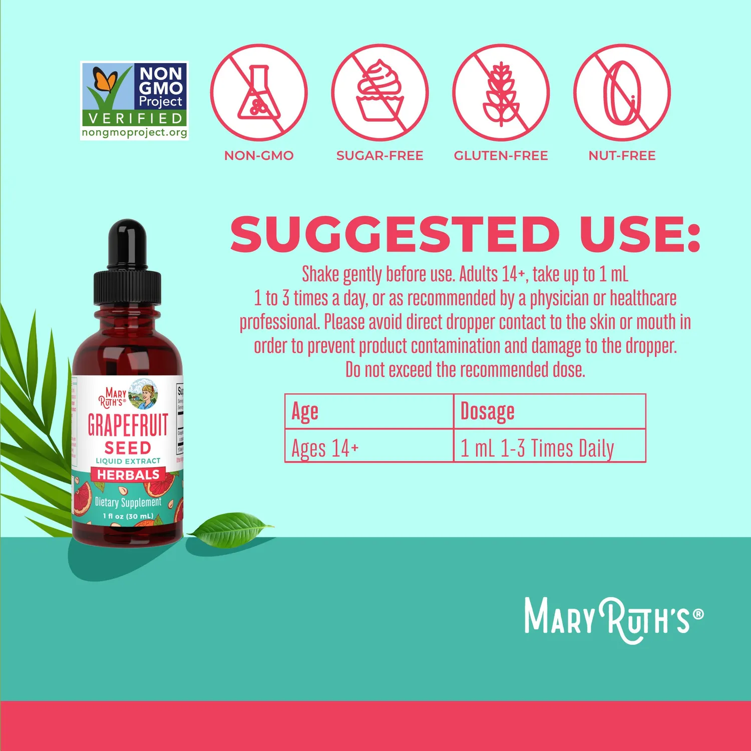MaryRuth's Grapefruit Seed dråper 30 ml alkoholfri