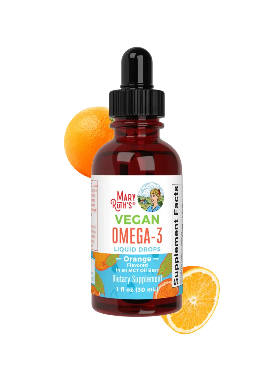 MaryRuth's Omega-3 dråper vegansk appelsin 30 doser