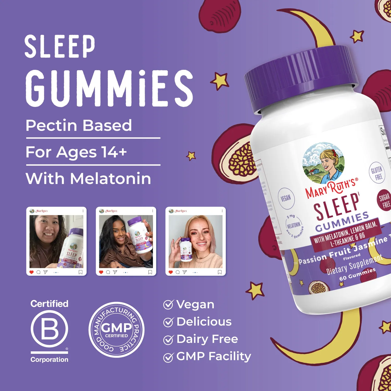 MaryRuth's Melatonin gummies pasjonsfrukt natt