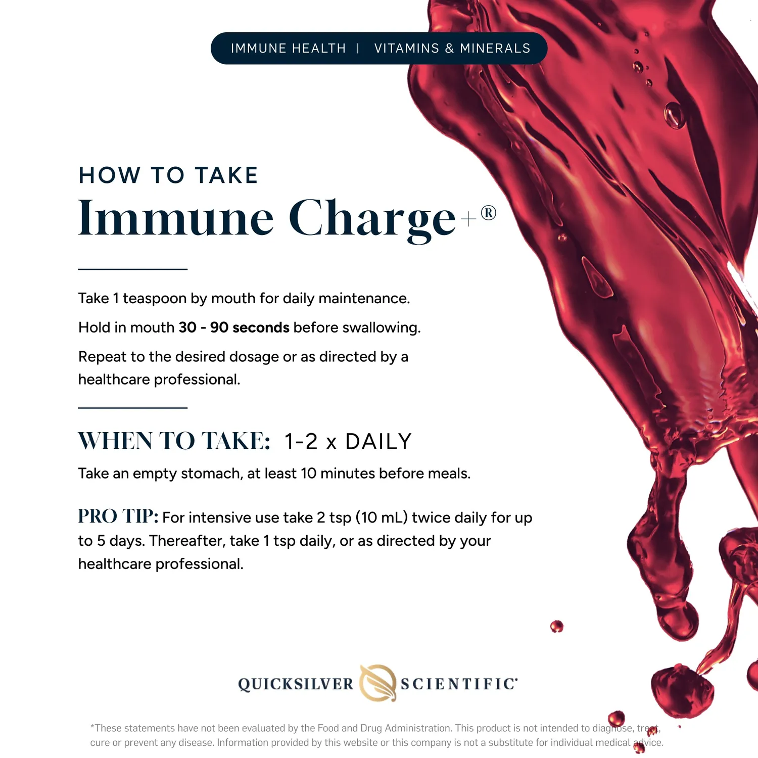 Quicksilver Scientific Immune Charge+ 100 ml flytende kosttilskudd med hyllebær