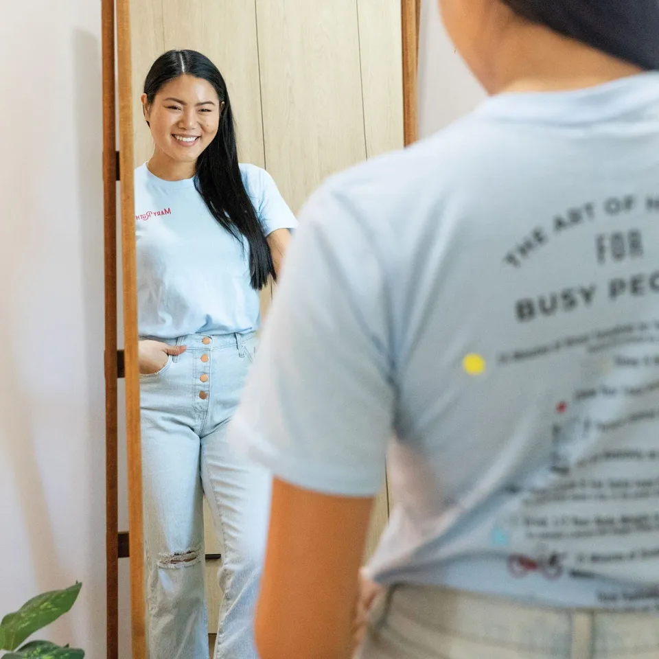 MaryRuth's Art of Health t-skjorte blå økologisk bomull S-XL
