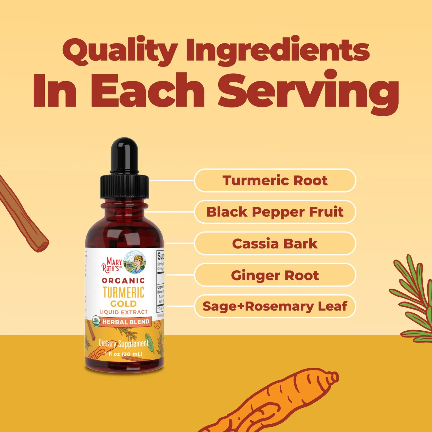 MaryRuth's Turmeric Gold gurkemeiedråper