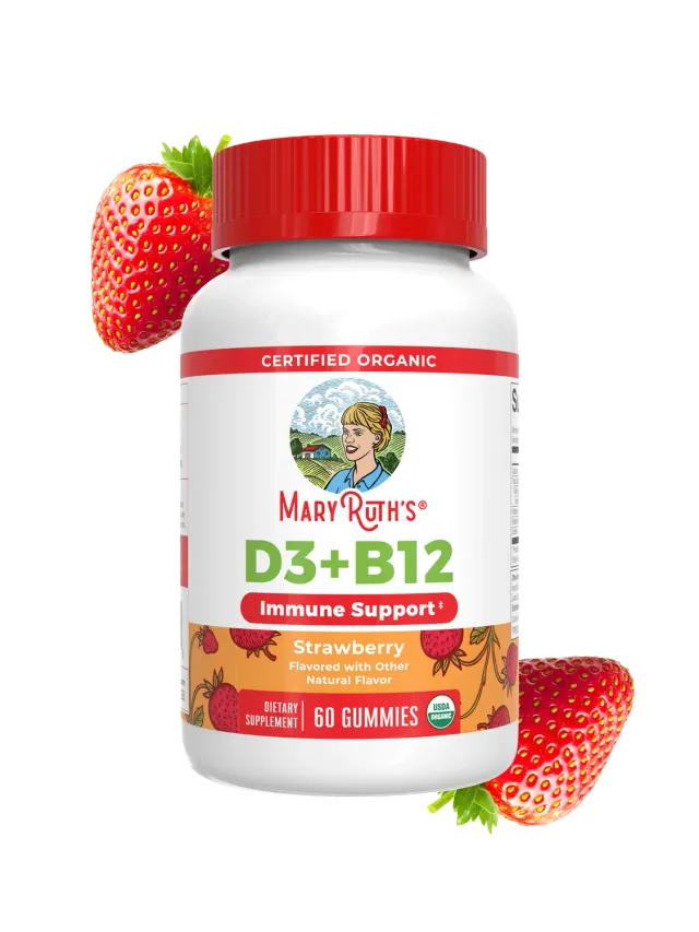 MaryRuth's Organic D3+B12 vingummi jordbær metylkobalamin