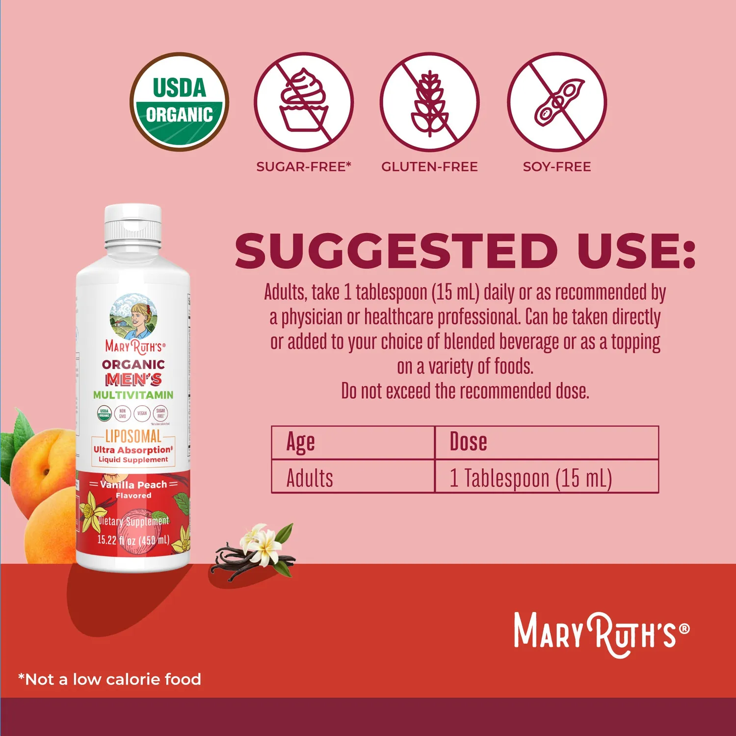 MaryRuth's Men's Multivitamin Liposomal vanilje fersken