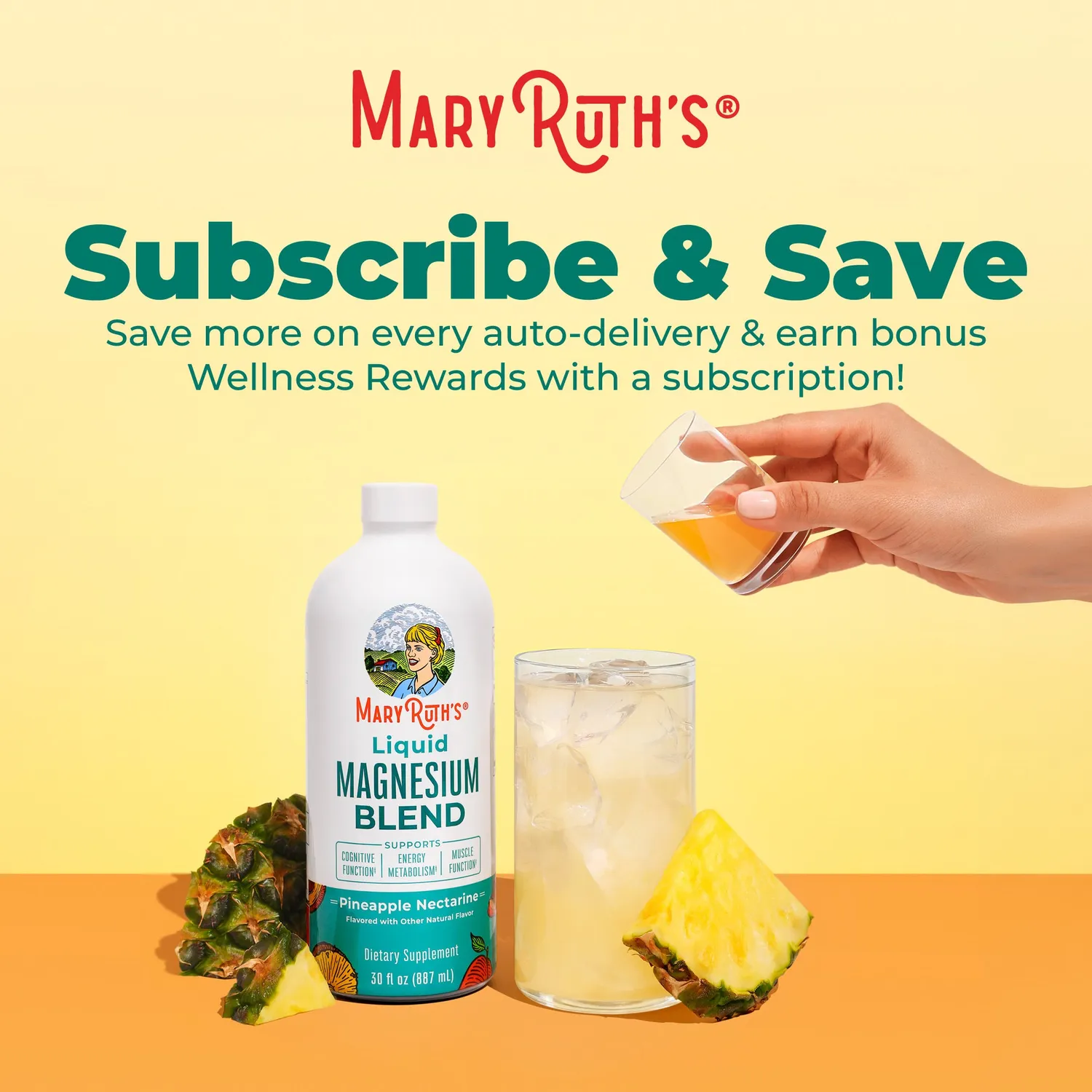 MaryRuth's Magnesium Blend flytende ananas 4 typer