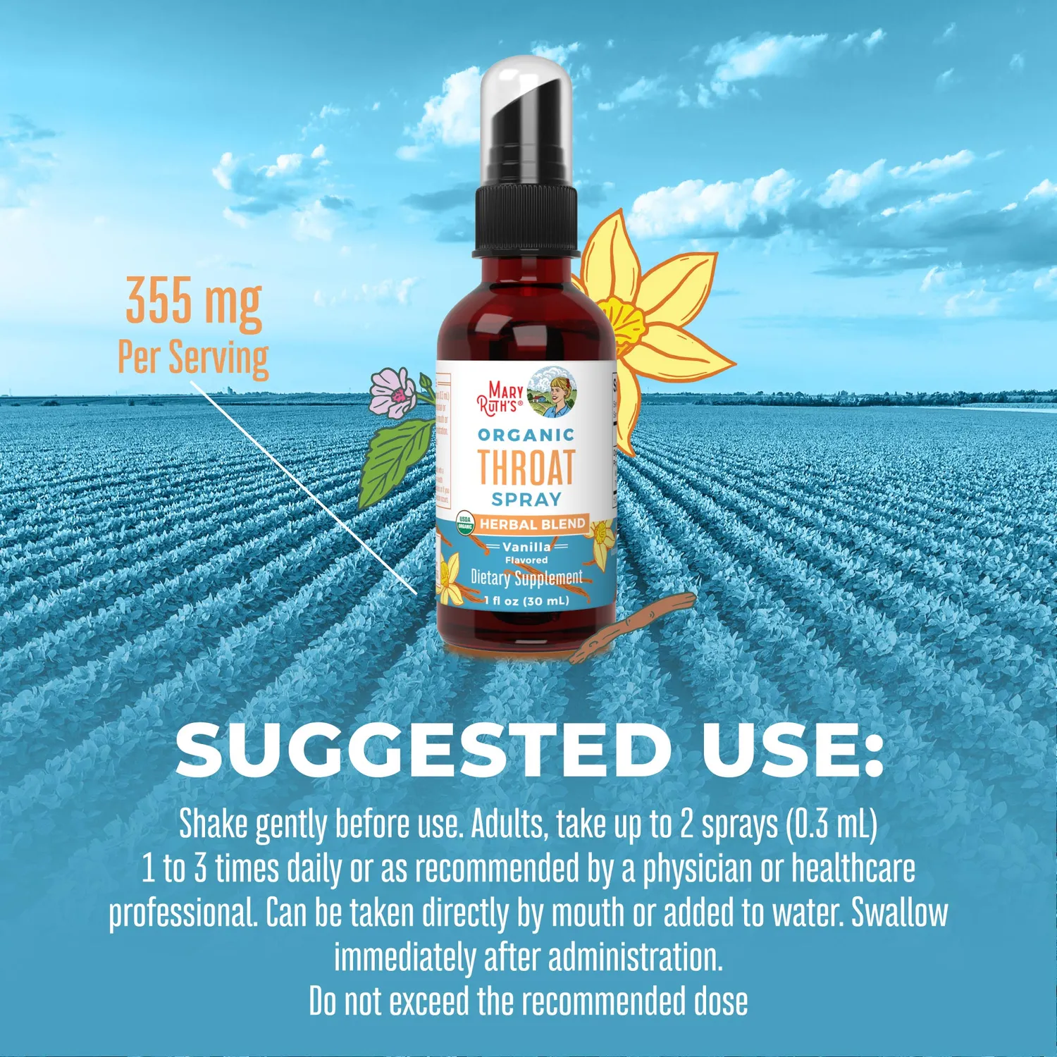 MaryRuth's Organic Throat Spray halsspray vanilje