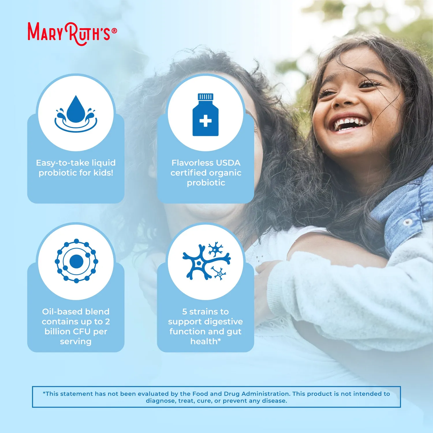 MaryRuth's Kids Probiotic probiotikadråper nøytral 2 mrd