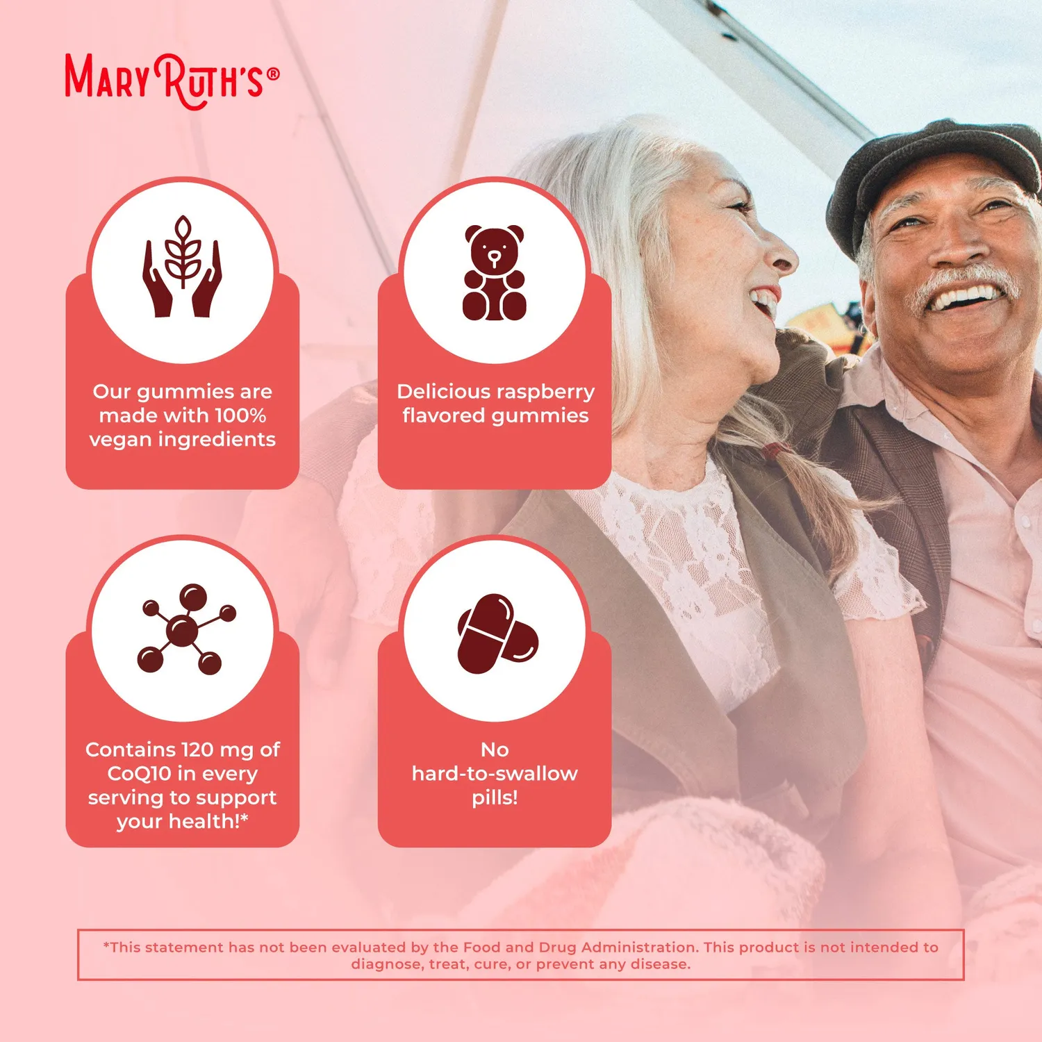 MaryRuth's CoQ10 Gummies bringebær 120 mg hjerte antioksidant