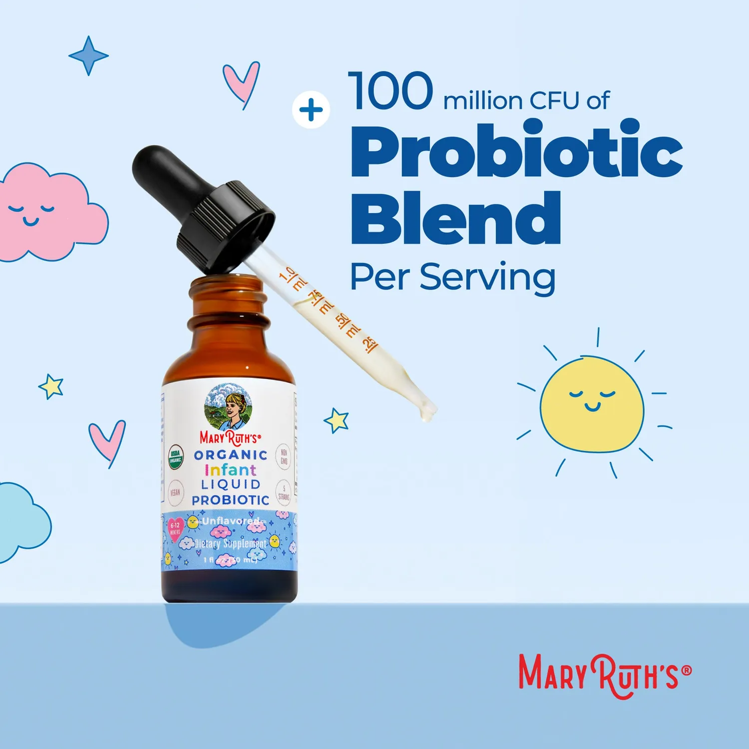 MaryRuth's Organic Infant probiotikadråper smaksnøytral 6-12 mnd