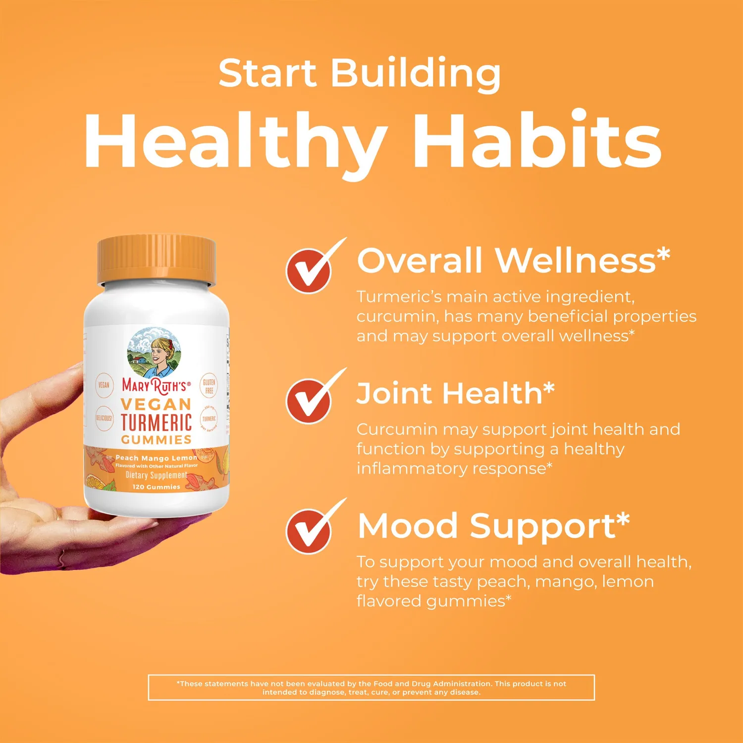 MaryRuth's Turmeric gummies fersken mango 30 porsjoner