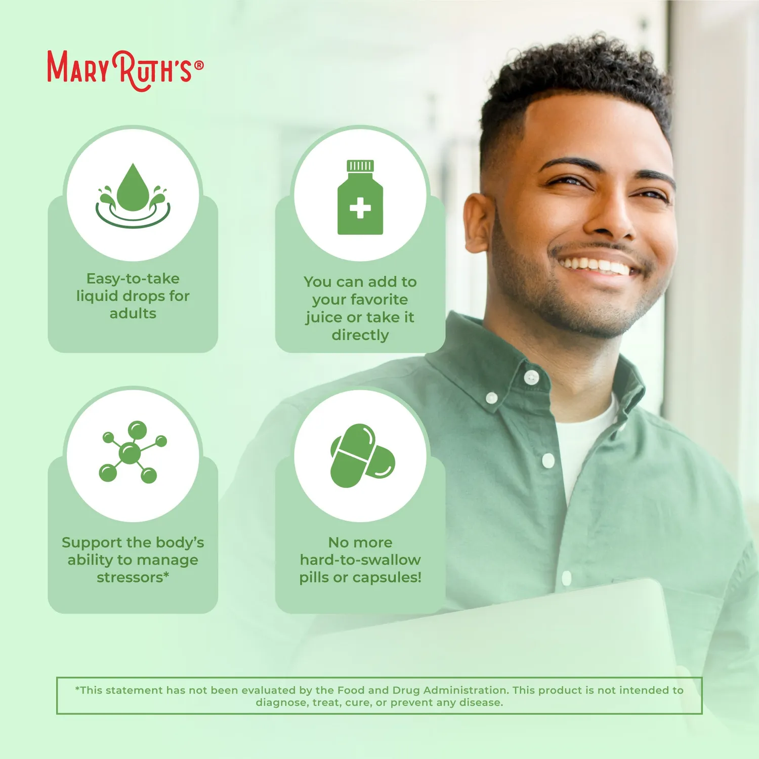 MaryRuth's Organic Rhodiola Root Liquid Extract dråper uten smak stress