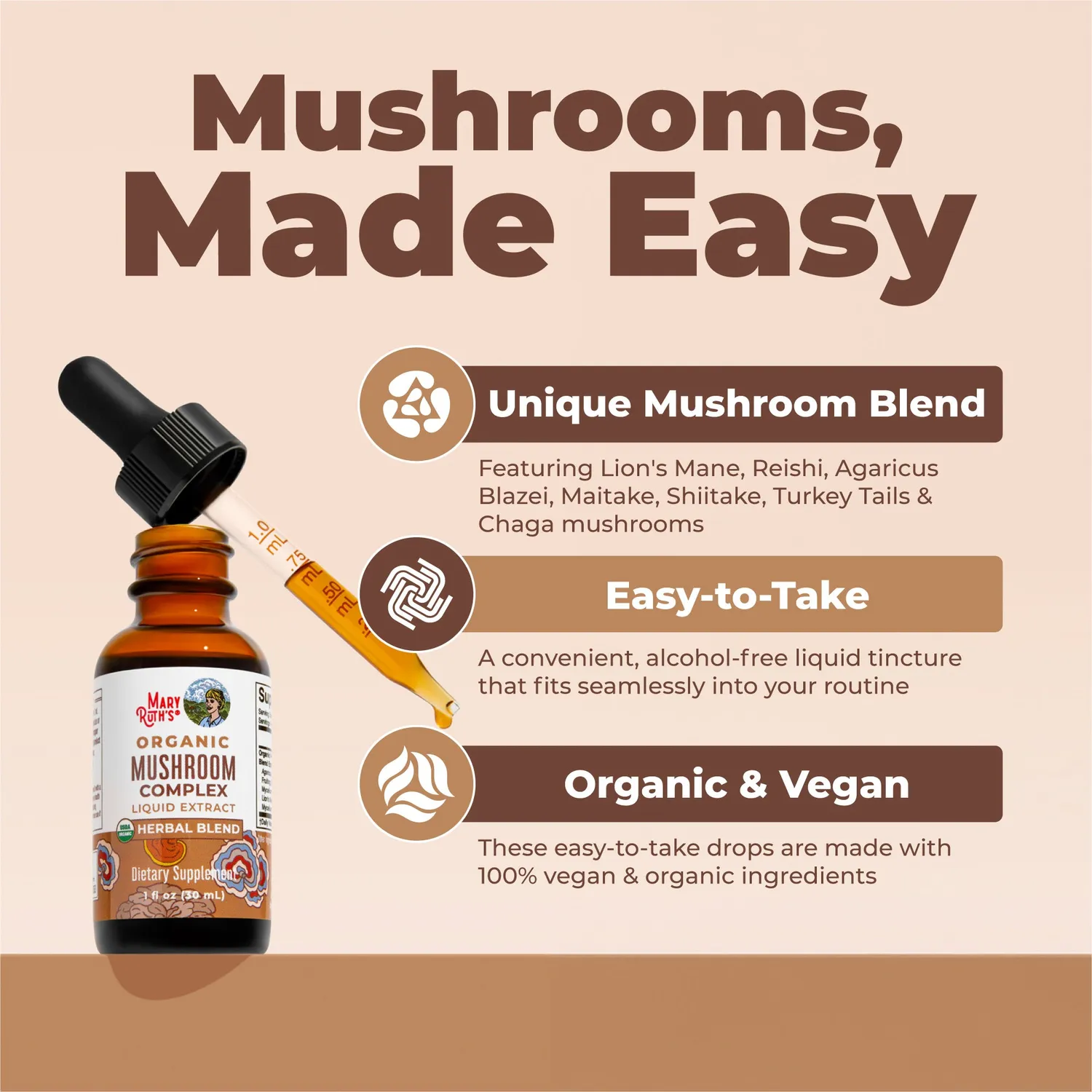MaryRuth's Mushroom Complex soppdråper 6 sopper 30 doser